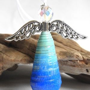 Handmade Upcycled Paper Bead Angel Ornament